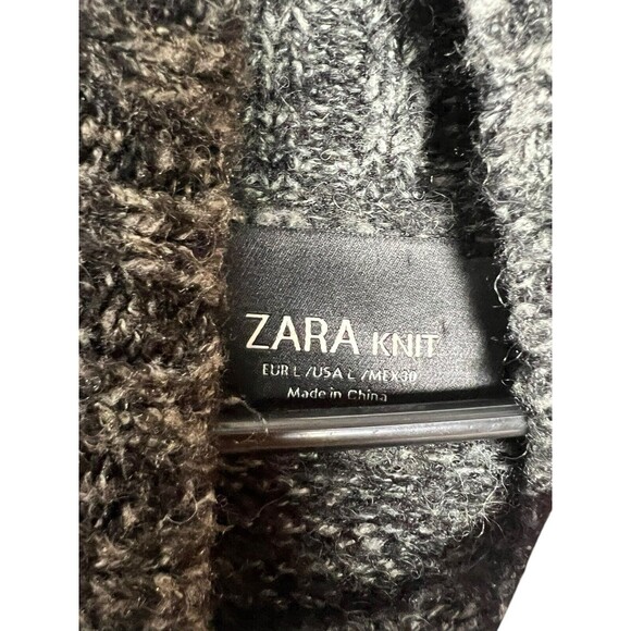 Zara Twisted Midi Knit Sweater Dress Wool Blend Mock Neck Long Sleeve Gray Sz L - Picture 8 of 12